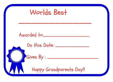 Free Printable Grandparents Day Certificates